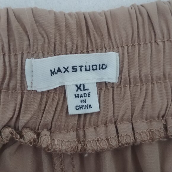 Light tan caramel brown XL cropped lightweight flowy wide leg ankle pants - Picture 8 of 13